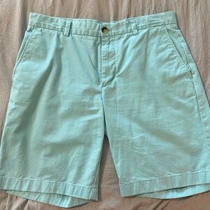 Vineyard Vines Light Aqua Flat-Front Cotton Shorts